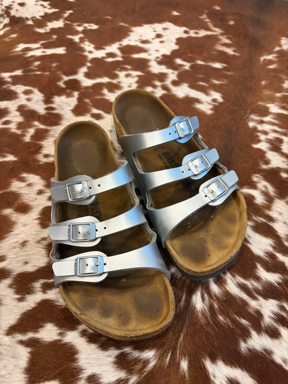 Birkenstock Florida Silver Three-Strap Women's Sandals